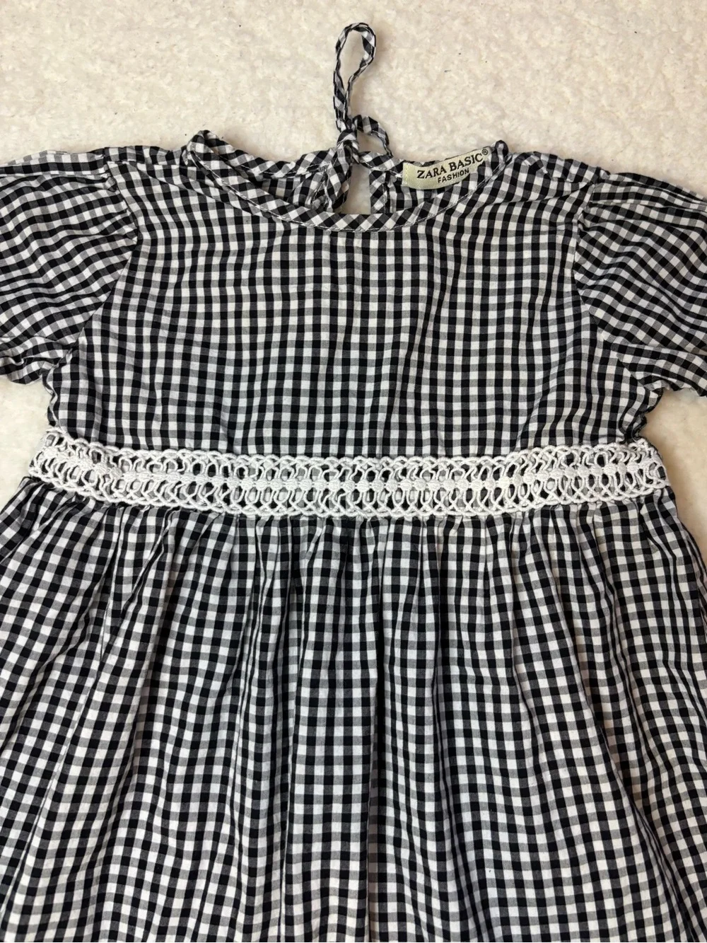 Zara Basic Girl Black and White Gingham A-line Dress